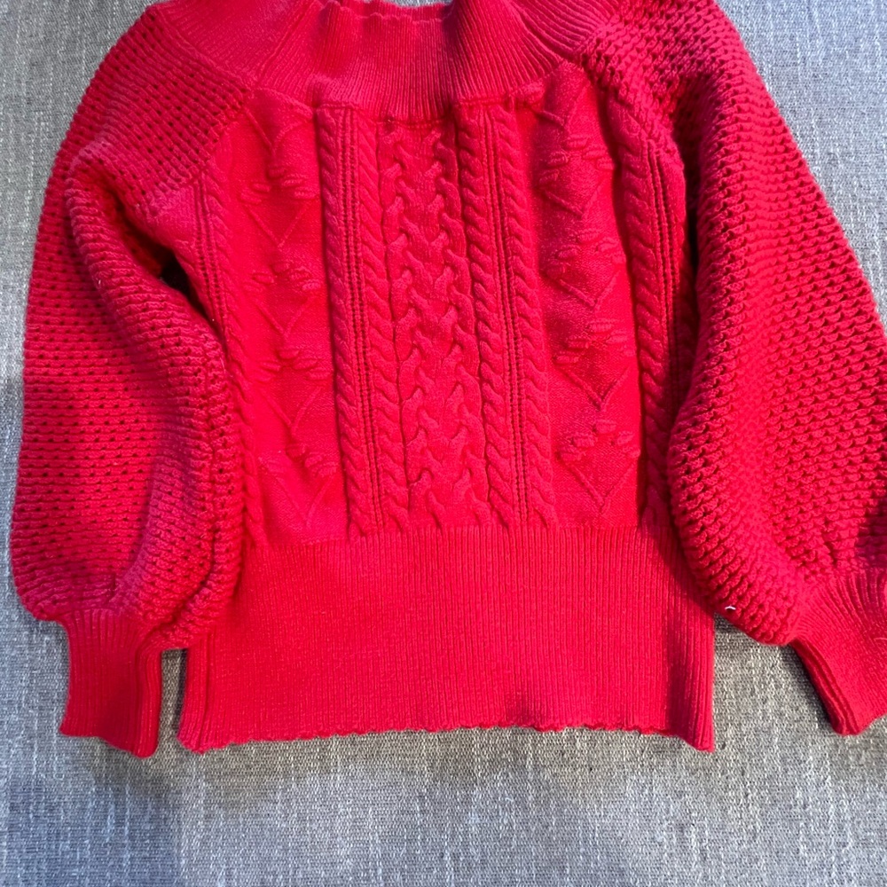 Women's Red Cable Knit Sweater